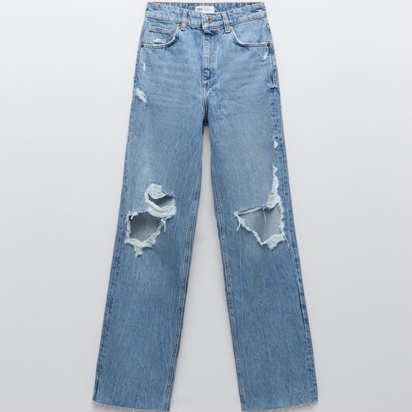 ZARA Wide Leg Full Length Jeans - Picture 2 of 6